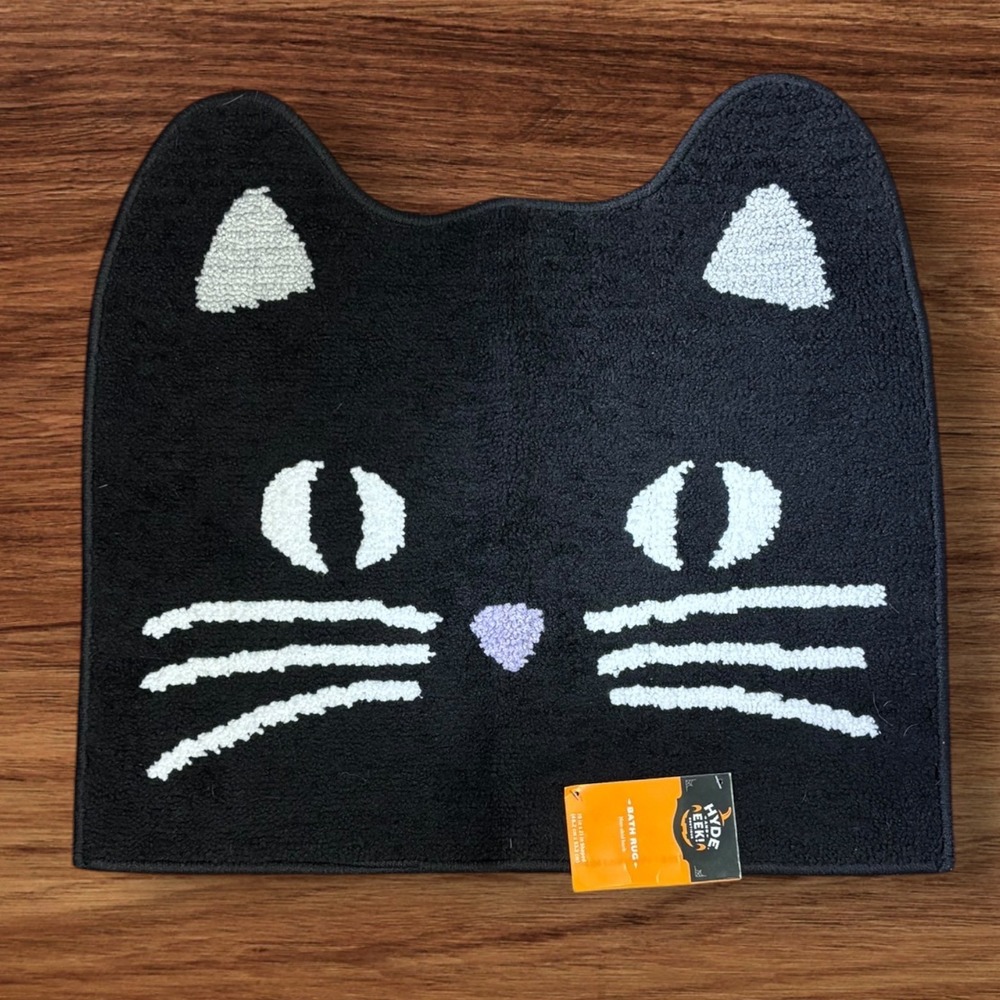 Hyde and EEK Boutique Black Cat Shaped Halloween Rug 19x21 Whimsigoth Kitty